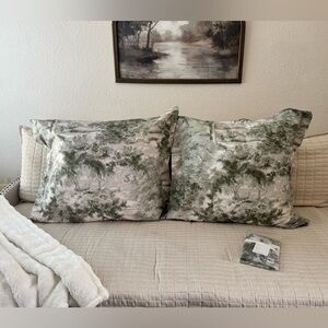 Jardin Toile Euro Pillow Sham in Green and Cream